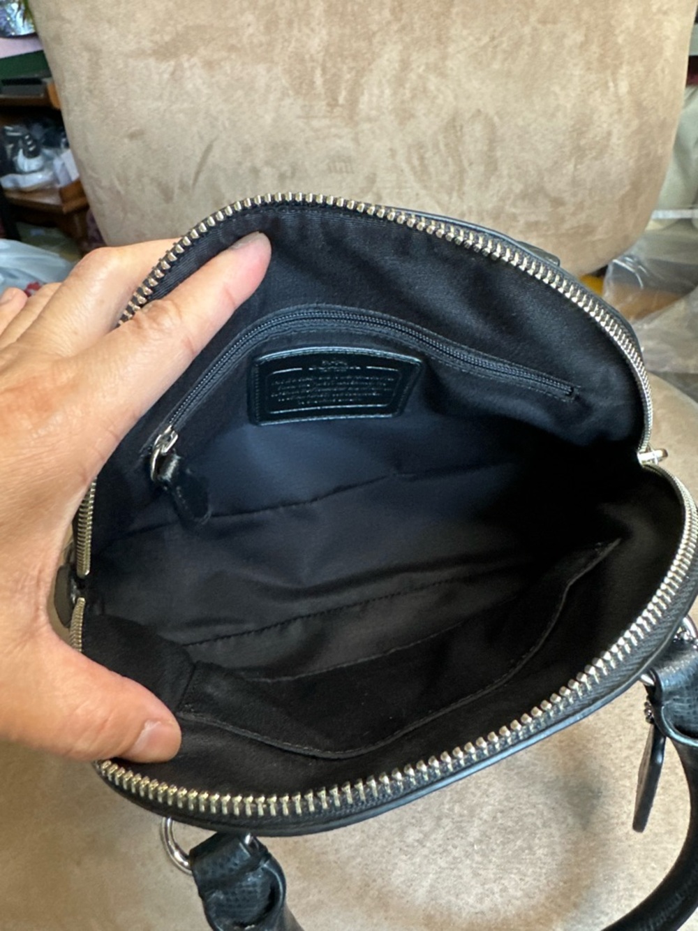 Coach Ocelot Print Mini Cora Dome Satchel F36219 Silver Black Blue New with Tag - Picture 13 of 13